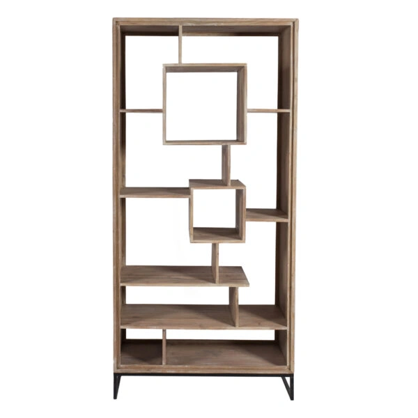 Artekko Attari Ξύλινη Μασίφ Βιβλιοθήκη Ραφιέρα σε Λευκή Πατίνα (100x41x210)cm