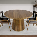 Artekko Munggur Remi Ξύλινο Στρογγυλό Τραπέζι Ροτόντα σε Φυσική Απόχρωση (120x120x75)cm