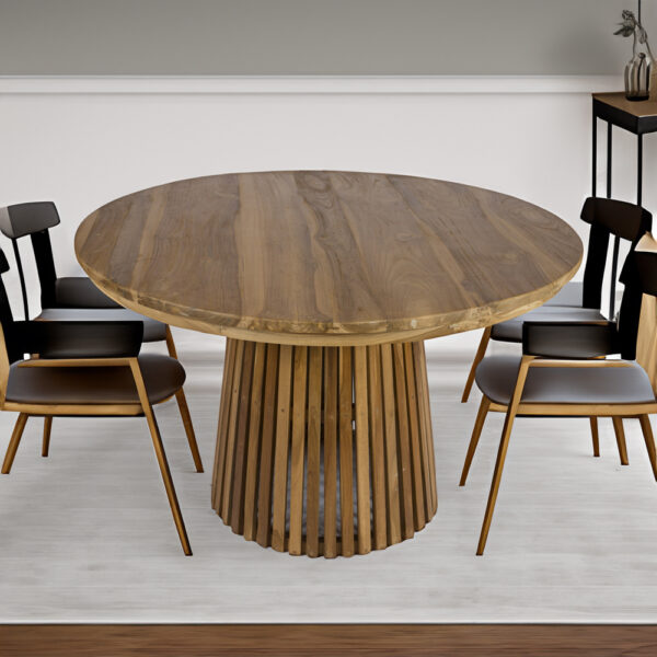 Artekko Munggur Remi Ξύλινο Στρογγυλό Τραπέζι Ροτόντα σε Φυσική Απόχρωση (120x120x75)cm