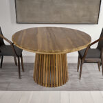 Artekko Munggur Remi Ξύλινο Στρογγυλό Τραπέζι Ροτόντα σε Φυσική Απόχρωση (120x120x75)cm