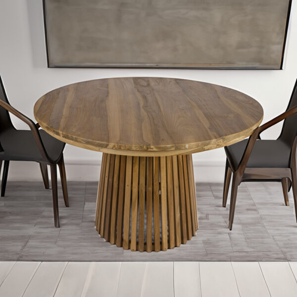 Artekko Munggur Remi Ξύλινο Στρογγυλό Τραπέζι Ροτόντα σε Φυσική Απόχρωση (120x120x75)cm