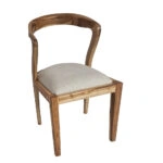 Artekko Munggur Ξύλινη Καρέκλα σε Φυσική Απόχρωση με Μπεζ Ύφασμα (50x53x83)cm