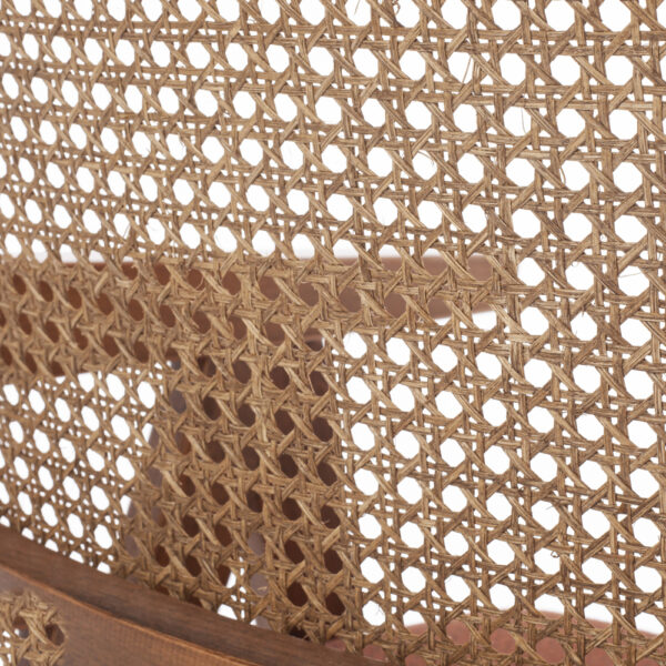 Suva Rattan Καρέκλα με Καφέ Ξύλινο Σκελετό με Ψάθα και Πράσινο Τεχνόδερμα (55x55x85)cm