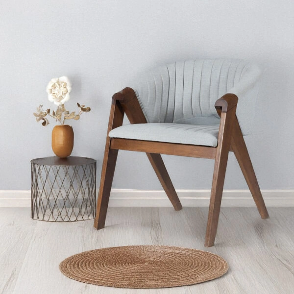 Καρέκλα VOLK PLUS  καρυδί ξύλο με γκρι ύφασμα (49x49x70)cm