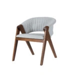 Καρέκλα VOLK PLUS  καρυδί ξύλο με γκρι ύφασμα (49x49x70)cm