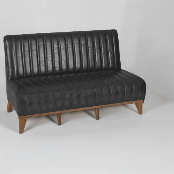 Καναπές διθέσιος SEDIR καρυδί ξύλο ύφασμα PETEK 10 BLACK