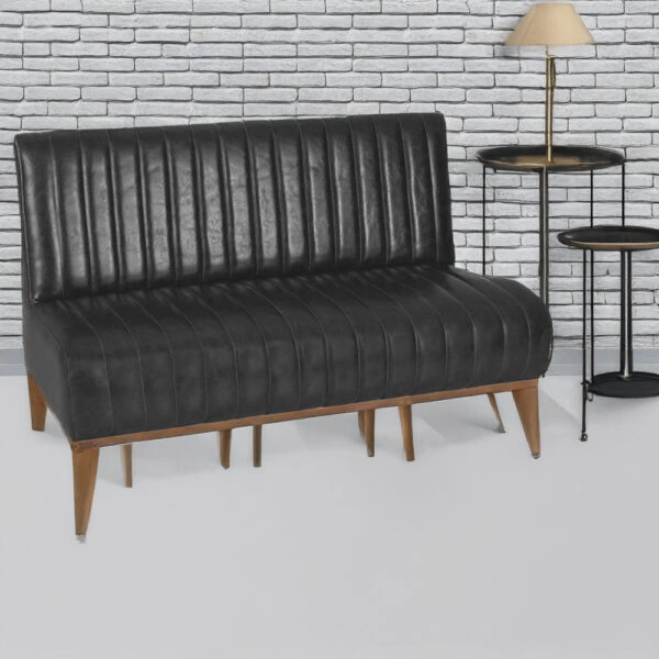 Καναπές διθέσιος SEDIR καρυδί ξύλο ύφασμα PETEK 10 BLACK