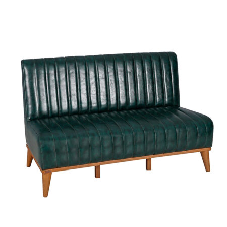 Artekko Sedir Διθέσιος Καναπές με Καρυδί Ξύλινο Σκελετό και Πράσινο Τεχνόδερμα (120x72x98)cm