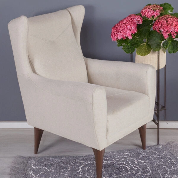 Artekko Rosie Μπεζ Υφασμάτινη Μπερζέρα (80x70x100)cm