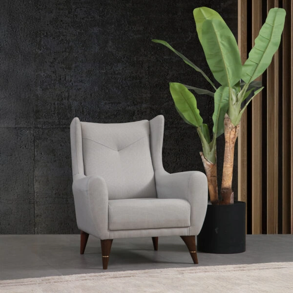 Artekko Rosie Γκρι Υφασμάτινη Μπερζέρα (90x70x100)cm