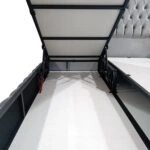 Artekko Majestic Γκρι Βελούδινο Διπλό Κρεβάτι για Στρώμα (160x200)cm με Αποθηκευτικό Χώρο (170x220x140)cm