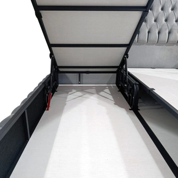 Artekko Majestic Γκρι Βελούδινο Διπλό Κρεβάτι για Στρώμα (160x200)cm με Αποθηκευτικό Χώρο (170x220x140)cm