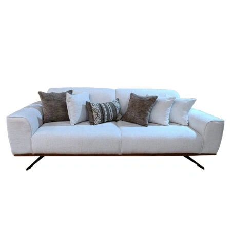 Artekko Pamukkale Τριθέσιος Λευκός Καναπές με Μπουκλέ Ύφασμα (240x100x80)cm