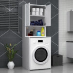 Έπιπλο πλυντηρίου Cozen Megapap χρώμα λευκό 65x60x178εκ.