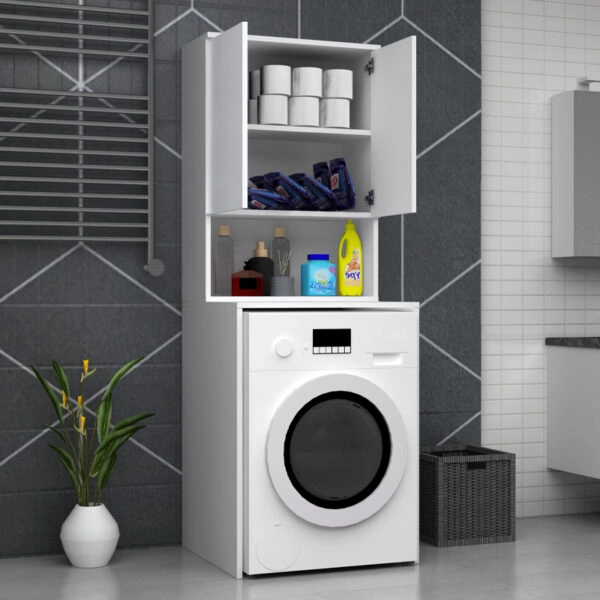 Έπιπλο πλυντηρίου Cozen Megapap χρώμα λευκό 65x60x178εκ.