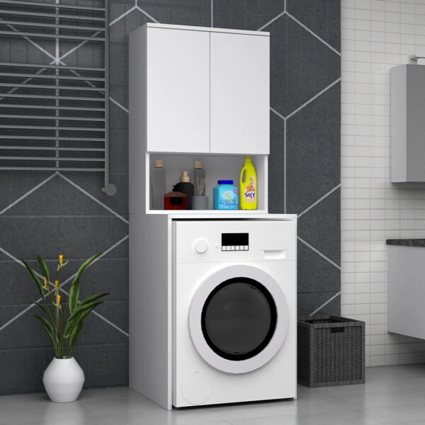 Έπιπλο πλυντηρίου Cozen Megapap χρώμα λευκό 65x60x178εκ.