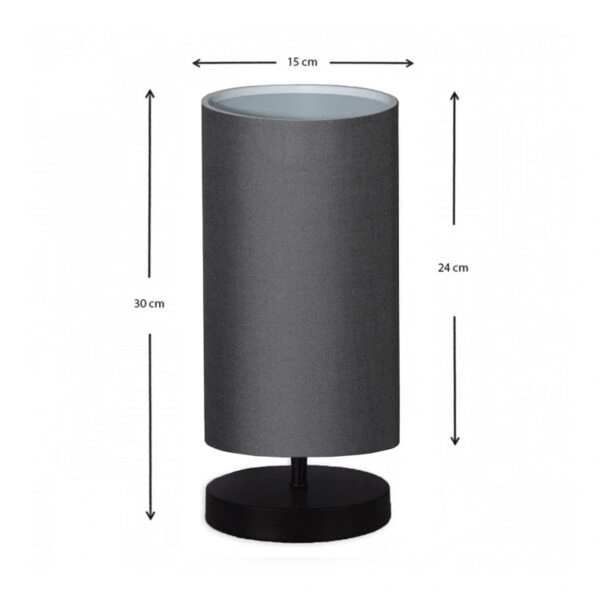 Φωτιστικό επιτραπέζιο Winkler  ύφασμα/ξύλο/μέταλλο χρώμα ανθρακί/μαύρο 15x24x30εκ.