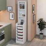 Έπιπλο κουζίνας - μπάνιου Utah Megapap με 5 συρτάρια χρώμα λευκό 34,6x44,3x178εκ.