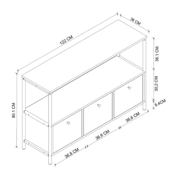 Μπουφές Mars Megapap χρώμα rustic καρυδί 122x36x80,1εκ.
