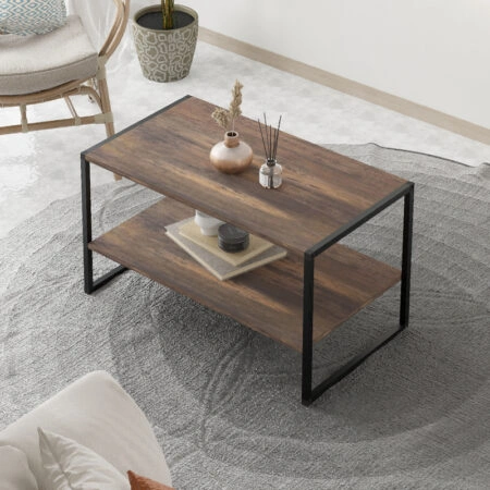 Τραπεζάκι σαλονιού Giza Megapap χρώμα rustic καρυδί 90