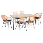 ΣΕΤ 7ΤΜΧ ALLEGRA WICKER ΜΕ ΤΡΑΠΕΖΙ 160X90X78Υ ΜΠΕΖ & ΜΑΥΡΟ ΧΡΩΜΑ HM10495