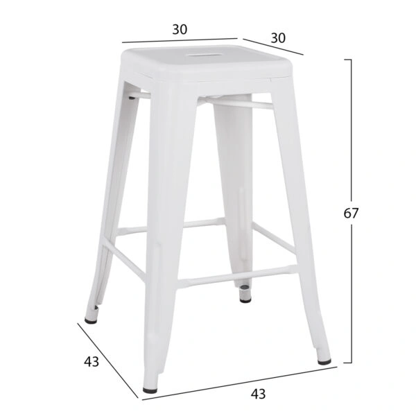 ΣΚΑΜΠΟ ΜΕΣΑΙΟΥ ΥΨΟΥΣ ΜΕΤΑΛΛΙΚΟ MELITA-PRO HM8573.41 ΛΕΥΚΟ ΜΑΤ 43x43x67Υεκ.
