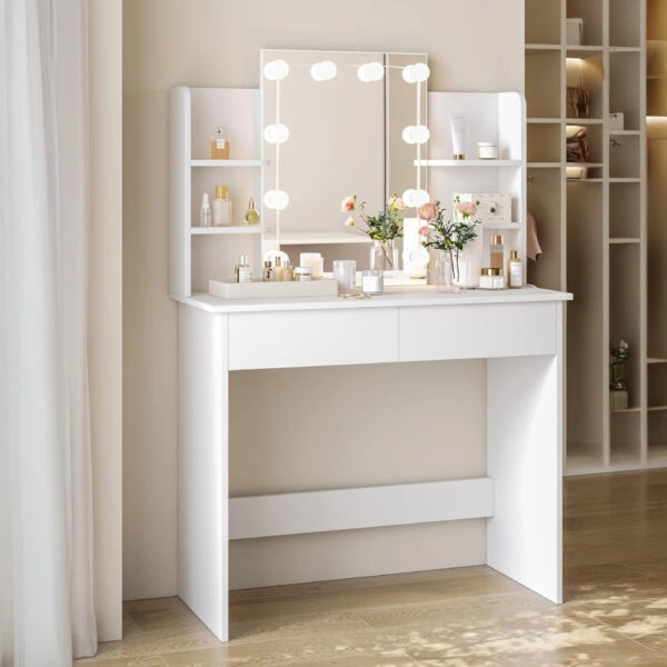 ΤΟΥΑΛΕΤΑ ΜΕ ΦΩΤΙΣΜΟ LED-ΡΑΦΙΑ-ΣΥΡΤΑΡΙΑ LAURYN HM2502.03 ΛΕΥΚΟ 101.8x40x139.5Υεκ