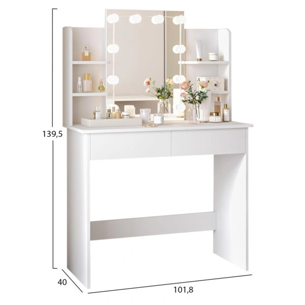 ΤΟΥΑΛΕΤΑ ΜΕ ΦΩΤΙΣΜΟ LED-ΡΑΦΙΑ-ΣΥΡΤΑΡΙΑ LAURYN HM2502.03 ΛΕΥΚΟ 101.8x40x139.5Υεκ