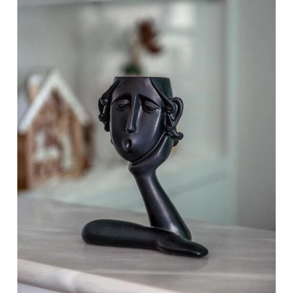 ROMANCE 3 ΒΑΖΟ ΦΙΓΟΥΡΑ POLYRESIN ΜΑΥΡΟ 15,8x7,8xH19,8cm