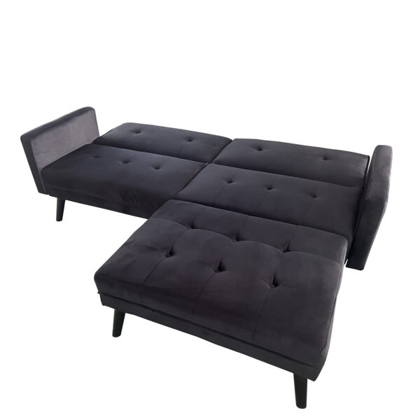 Καναπές Κρεβάτι Γωνιακός  ALFVIN Μαύρο Ύφασμα 211x158x83cm