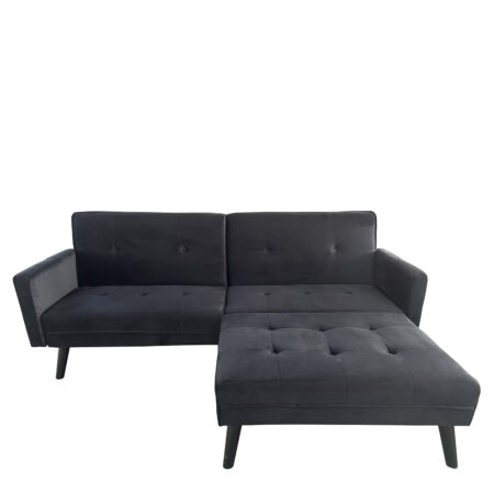 Καναπές Κρεβάτι Γωνιακός  ALFVIN Μαύρο Ύφασμα 211x158x83cm