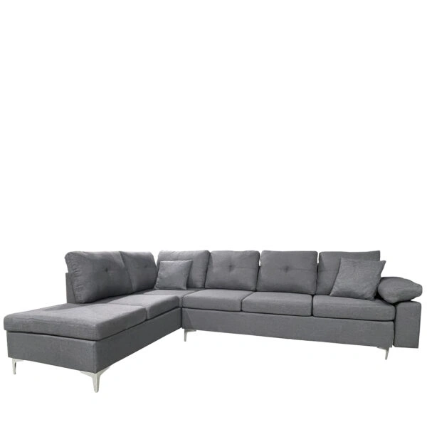 Καναπές Γωνιακός  GLINDA Αριστερή Γωνία Γκρι Ύφασμα 282x197x90cm