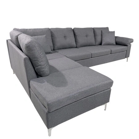 Καναπές Γωνιακός  GLINDA Αριστερή Γωνία Γκρι Ύφασμα 282x197x90cm