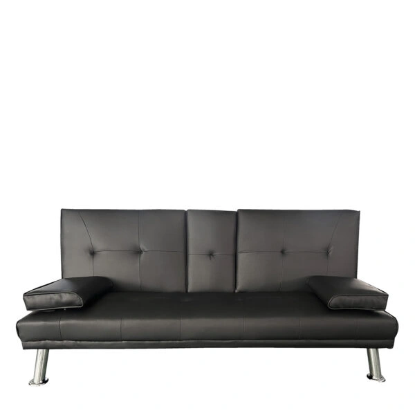 Καναπές Κρεβάτι Τριθέσιος  ALFRED Μαύρο PU 164x76.5x79cm