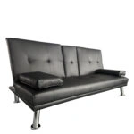 Καναπές Κρεβάτι Τριθέσιος  ALFRED Μαύρο PU 164x76.5x79cm