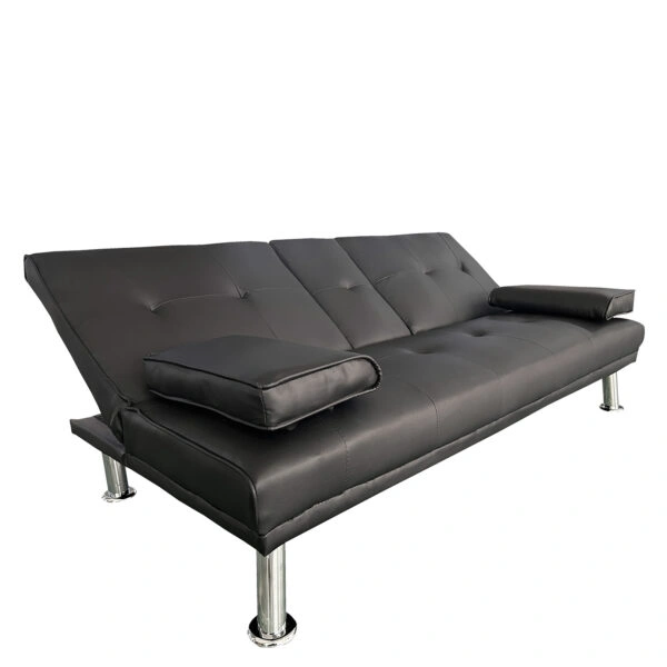 Καναπές Κρεβάτι Τριθέσιος  ALFRED Μαύρο PU 164x76.5x79cm