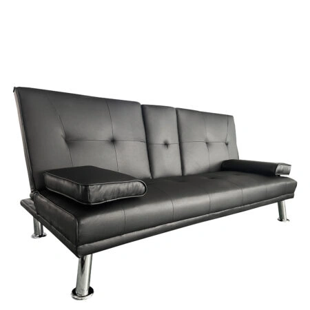 Καναπές Κρεβάτι Τριθέσιος ALFRED Μαύρο PU 164x76.5x79cm