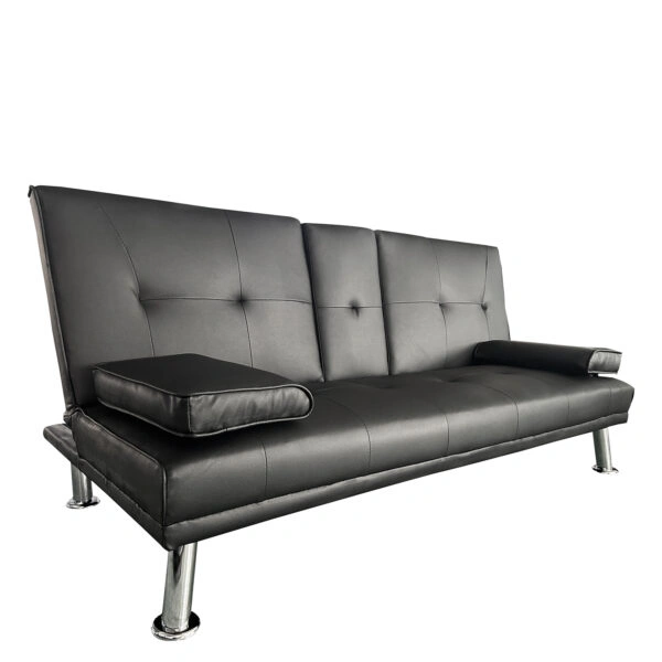 Καναπές Κρεβάτι Τριθέσιος  ALFRED Μαύρο PU 164x76.5x79cm