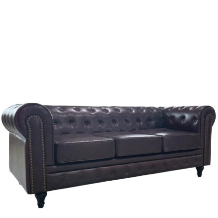 Καναπές Τριθέσιος  AVERY Σκούρο Καφέ PU 208x90x73cm