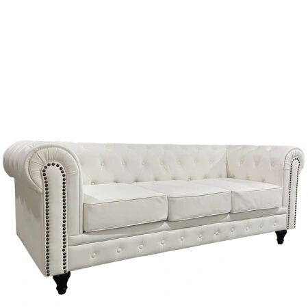 Καναπές Τριθέσιος  AVERY Λευκό PU 208x90x73cm