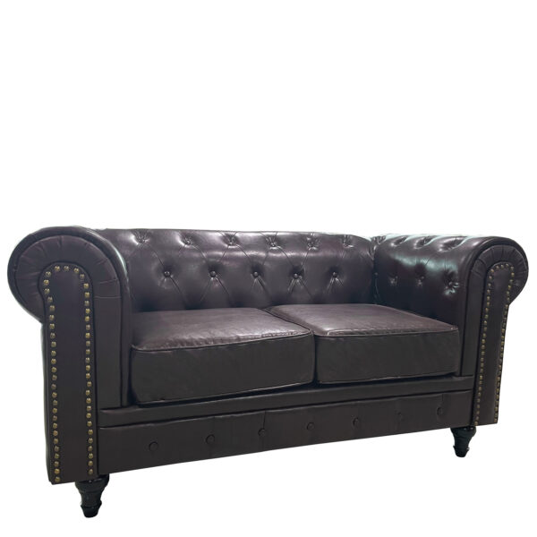 Καναπές Διθέσιος AVERY Σκούρο Καφέ PU 155x90x73cm