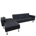 Καναπές Κρεβάτι Γωνιακός  MICHA Αναστρέψιμος Μαύρο/Γκρι Ύφασμα 300x112x76cm