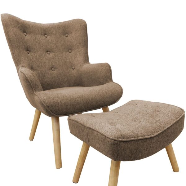 Πολυθρόνα AMARANTHUS Με Υποπόδιο Καφέ/Γκρι 98x70x77cm