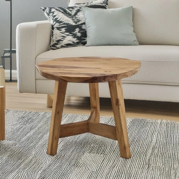 Artekko Munggur Ξύλινο Τραπέζι Σαλονιού σε Φυσική Απόχρωση (Φ60x55)cm
