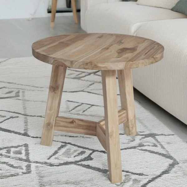 Artekko Munggur Ξύλινο Τραπέζι Σαλονιού σε Ανοιχτό Καφέ (Φ60x55)cm