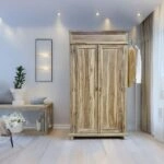 Artekko Munggur Ξύλινη Ντουλάπα σε Φυσική Απόχρωση (130x58x210)cm