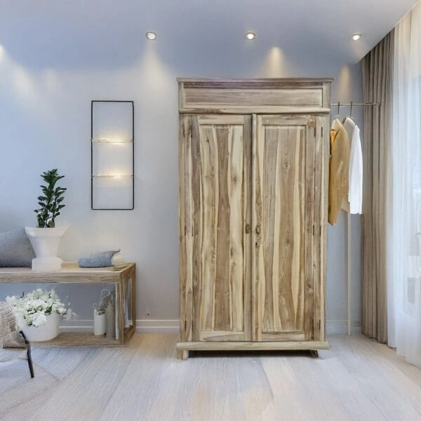 Artekko Munggur Ξύλινη Ντουλάπα σε Φυσική Απόχρωση (130x58x210)cm