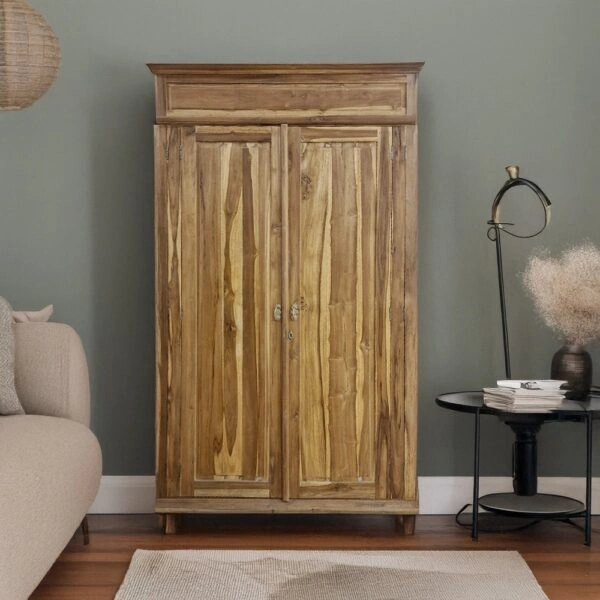 Artekko Munggur Ξύλινη Ντουλάπα σε Φυσική Απόχρωση (130x58x210)cm