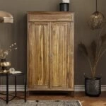 Artekko Munggur Ξύλινη Ντουλάπα σε Φυσική Απόχρωση (130x58x210)cm