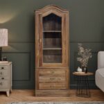 Artekko Munggur Ξύλινη Βιτρίνα σε Ανοιχτό Καφέ (64x43x195)cm